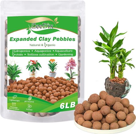 ZeeDix 6lb LECA Clay Pebbles Decorative Organic Seedling Plants Grow