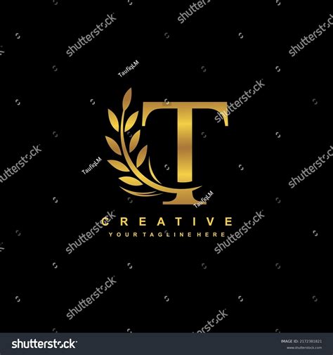 Gold Letter T Logo Design With Luxurious And Royalty Free Stock