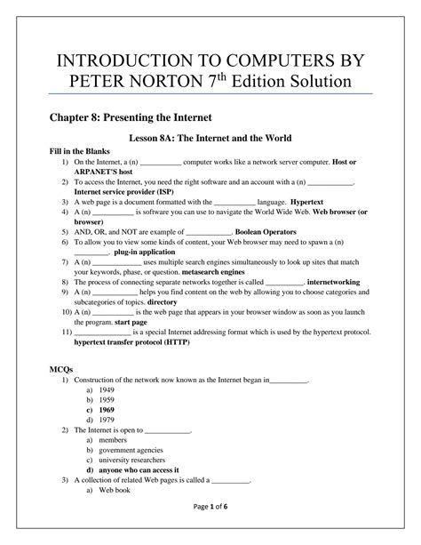 SOLUTION Exercise Solution Lesson8a Introduction To Computers By Peter