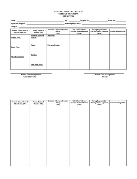 Drug Study Template Pdf