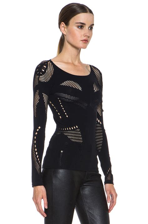 Lyst Mcq Mesh Body Long Sleeve Top In Black