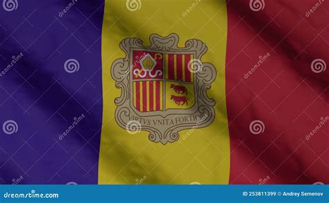 Andorran National Flag. State Flag of Andorra Illustration. 3D Render ...