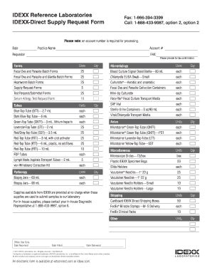 Idexx Supply Order Form Fill Online Printable Fillable Blank