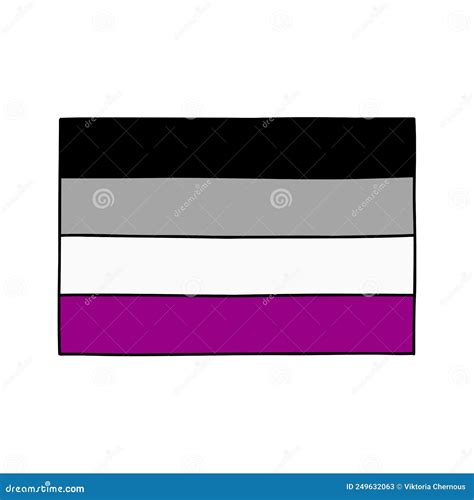 Asexual Pride Flag Doodle Icon Vector Color Line Illustration Stock