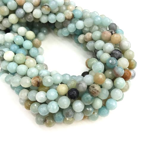 8mm Natural Color Faceted Amazonite Beads Stone For Bracelet Etsy