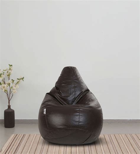 Buy Classic Xxl Leatherette Bean Bag Cover In Brown Colour At Off