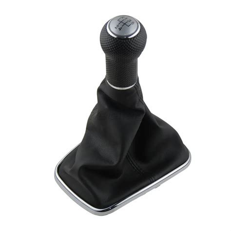 5 Speed Chrome Car Styling Gear Shift Knob Gaitor Boot For Volkswagen Vw Bora Golf 4 Iv Mk4