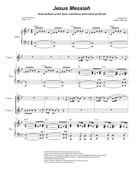 Jesus Messiah Arr Stephen Decesare By Chris Tomlin Sheet Music For Instrumental Duet And