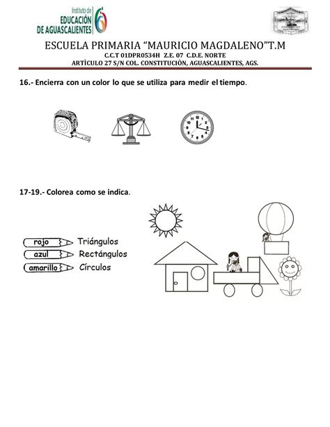 Examen Diagnostico Primer Grado 2015 2016 Pdf