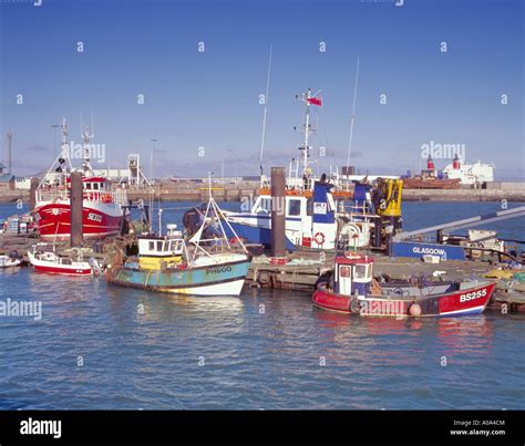 Fishing Boats In Holyhead Harbour Anglesey North Wales Uk Stock