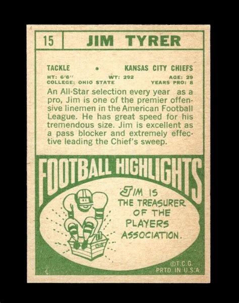 1968 Topps Set Break 15 Jim Tyrer NR MINT GMCARDS EBay