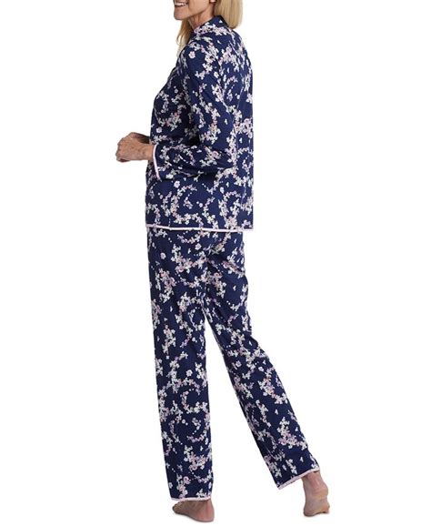 Miss Elaine Floral Print Notch Collar Pajama Set Macys