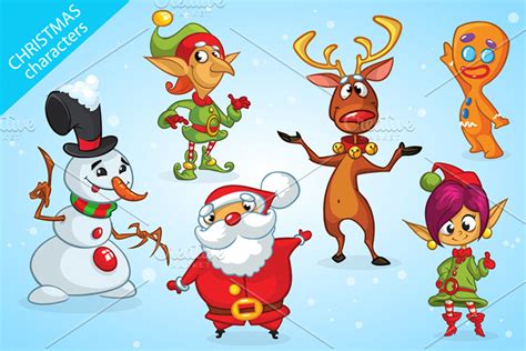 Christmas Cartoon Characters | Custom-Designed Illustrations ~ Creative ...