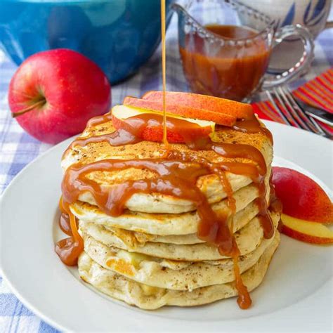 Caramel Apple Pancakes, a best brunch recipe! Perfect for Pancake Day!