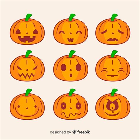 Colecci N De Calabazas De Halloween En Dise O Plano Vector Gratis