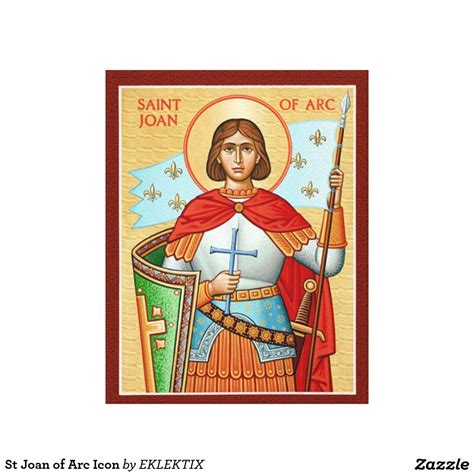 St Joan Of Arc Icon Canvas Print Saint Joan Of Arc St