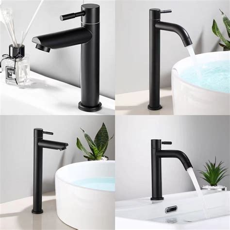 Rcg Heavy Duty Black Sus Stainless Lavatory Basin Faucet Tall