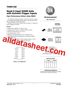 74HC132 Datasheet PDF ON Semiconductor