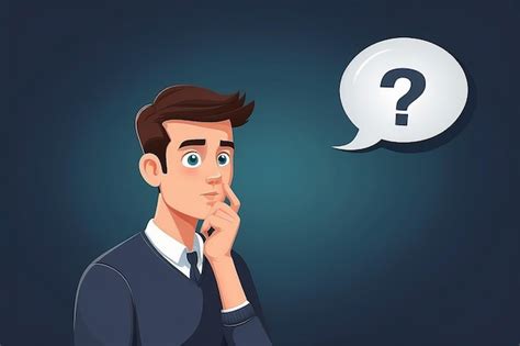 Premium Photo Cartoon Thinking Man With Question Mark In Think Bubble