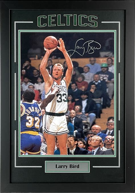 Larry Bird Autographed Boston Celtics Vertical 16x20 Photo Framed