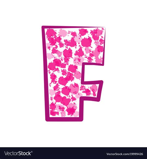 English Pink Letter F On A White Background Vector Image