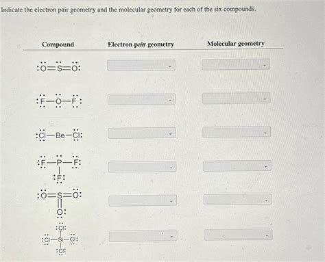 Solved Indicate the electron pair geometry and the molecular | Chegg.com