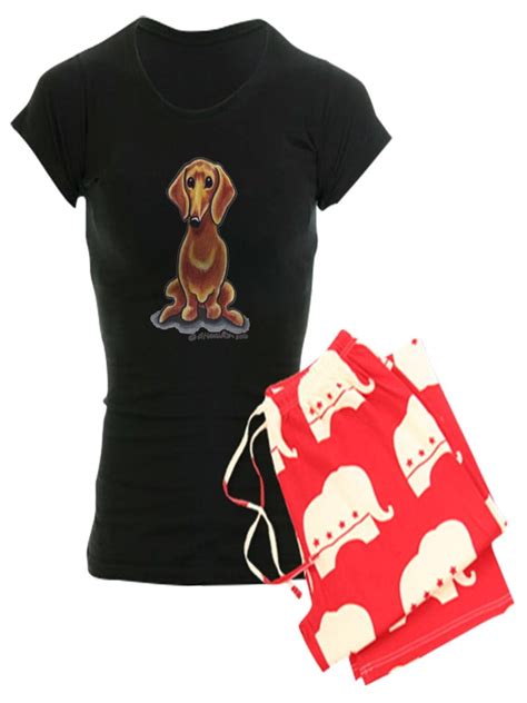 Cafepress Smooth Red Dachshund Womens Dark Pajamas