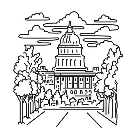 Premium Vector | Us capitol building in washington dc usa monoline art