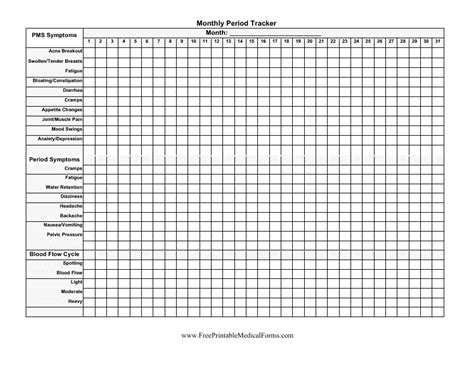 Period Tracker Printable Pdf Printable Templates