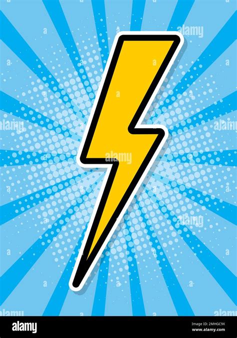 Pop Art Poster Yellow Lightning On A Blue Background Vector