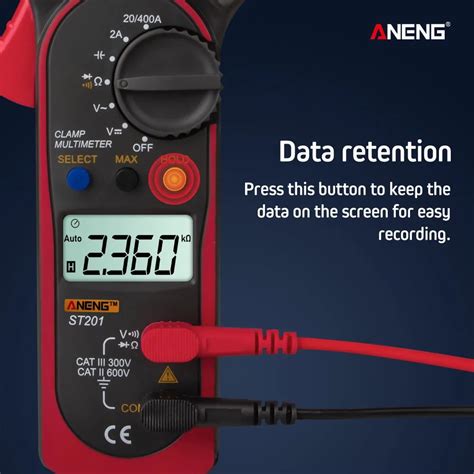 Aneng Digital Multimeter Voltage Tester Clamp Ac Dc St Red