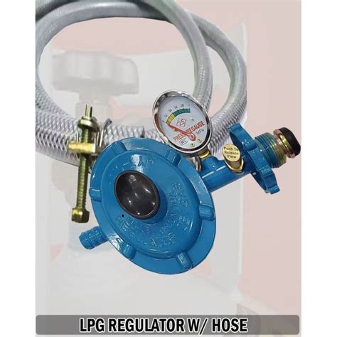 Set Lpg Regulator With Gauge Automatic Shut Off Safety Pin Gas Hose