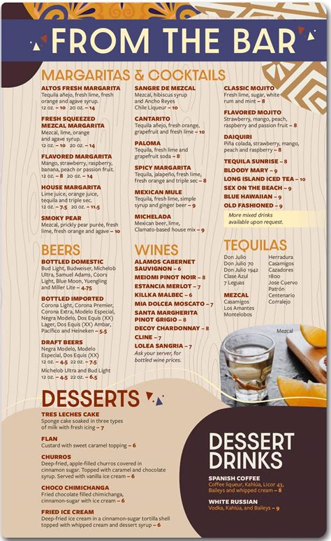 Winchester Menu – Alto de Jalisco