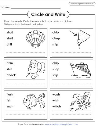 Ch And Sh Sounds Worksheets