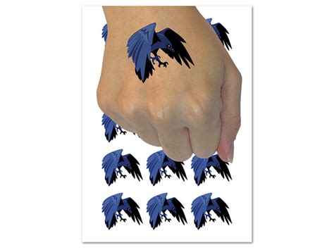 Bird Crow Raven Flying Landing Temporary Tattoo Water Resistant Fake Body Art Set Collection 1