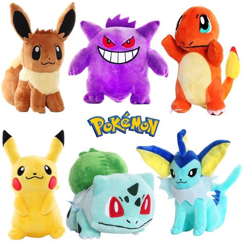 Pokemon de Pelúcia Pikachu Eevee Bulbassauro Vaporeon Charmander Gengar