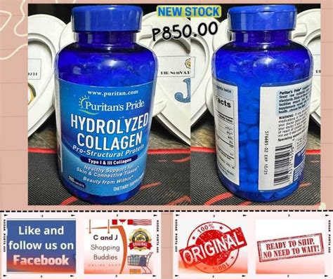 S04 Authentic Puritan S Pride Collagen Hydrolyzed 1000 Mg 180 Caplets