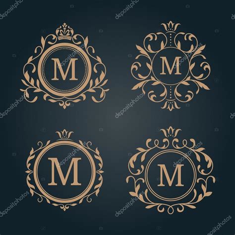 Monogramas Florales Conjunto De Monogramas Florales Elegante Vector