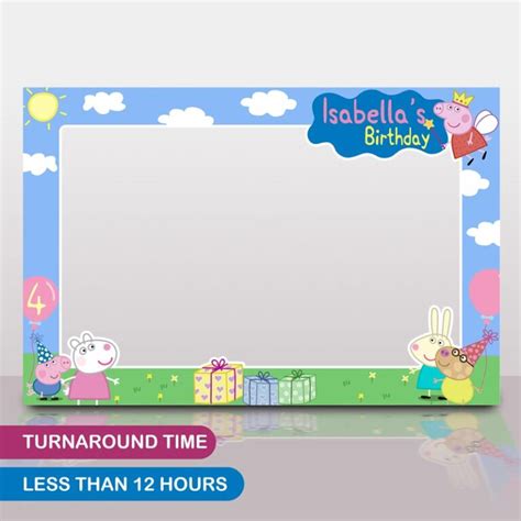 Peppa Pig Photo Booth Frame Personalized Birthday Selfie Prop