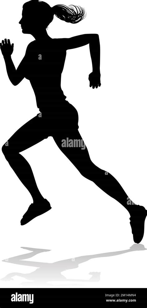 Silhouette Runner Woman Sprinter Or Jogger Person Stock Vector Image