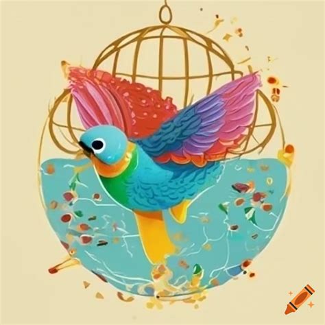 Illustration Of A Bird In A Golden Cage On Craiyon