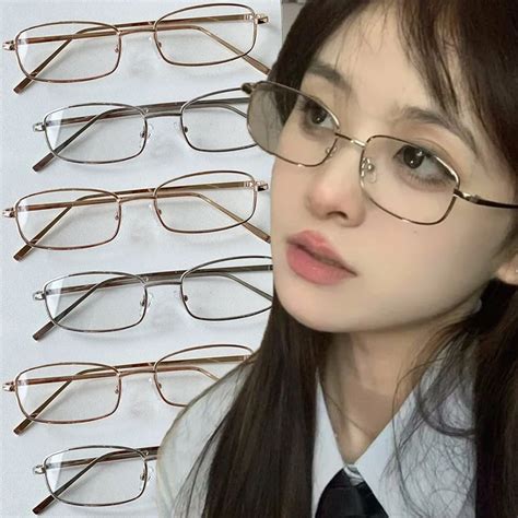 Y2k Small Square Frame Glasses Women Girls Harajuku Anti Blue Light