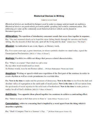 Rhetorical Devices Examples Pdf Examples