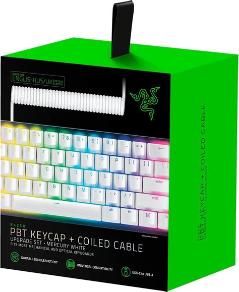 Razer Pbt Keycap Coiled Cable Upgrade Set Durable Doubleshot Pbt