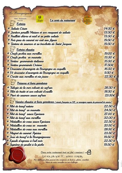 Carte Du Restaurant Rest O Menus