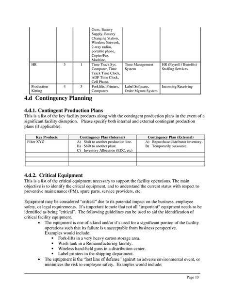 Facility Business Continuity Plan Bcp Template In Word And Pdf Formats Page 13 Of 21