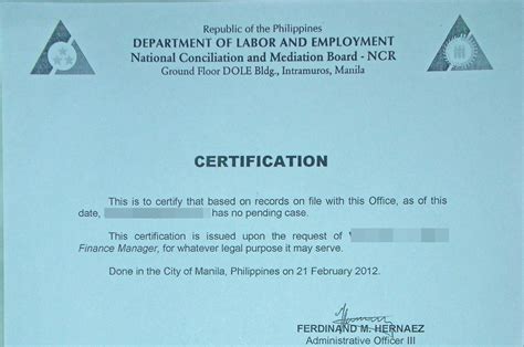 Certificate Of No Pending Administrative Case Sample Certify Letter