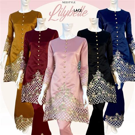 Neestyle Lilybelle Plus Size Baju Kurung Moden Lace Satin