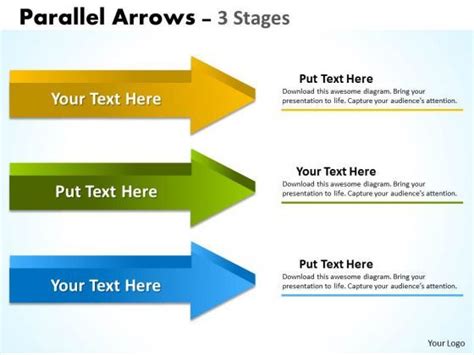 Strategic Management Parallel Arrows 3 Stages Consulting Diagram