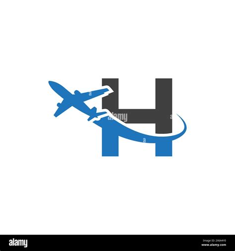 H Letter Logo With Airplane Stock Vector Image Art Alamy